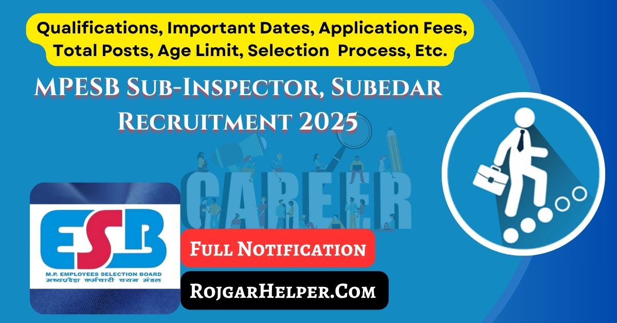 MPESB Sub-Inspector and Subedar Recruitment 2025 Application form