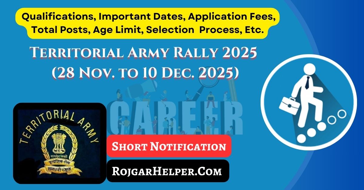 Territorial Army Recruitment Rally 2025 Short Notification